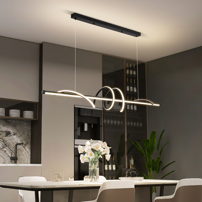 Diseñador de lámpara de restaurante 2024 nuevo estilo minimalista moderno bar una palabra larga mesa de comedor Zhongshan lámparas