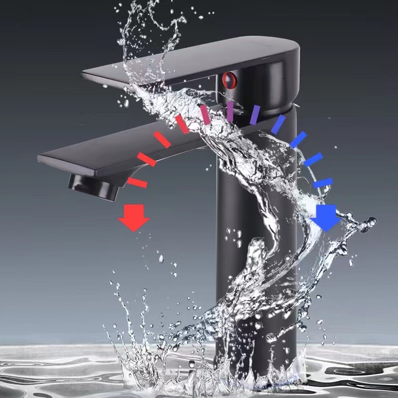 Black and gold hotel engineering home built-in single hole bathroom cold and hot face basin faucet