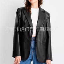 美式皮衣外套定制高端工厂加绒复古皮西服港风皮西装欧美风