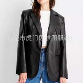 美式皮衣外套定制高端工厂加绒复古皮西服港风皮西装欧美风修身型
