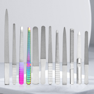 Factory wholesale stainless steel file gray armor thick nail file strip manicure polishing tool double-sided nail file