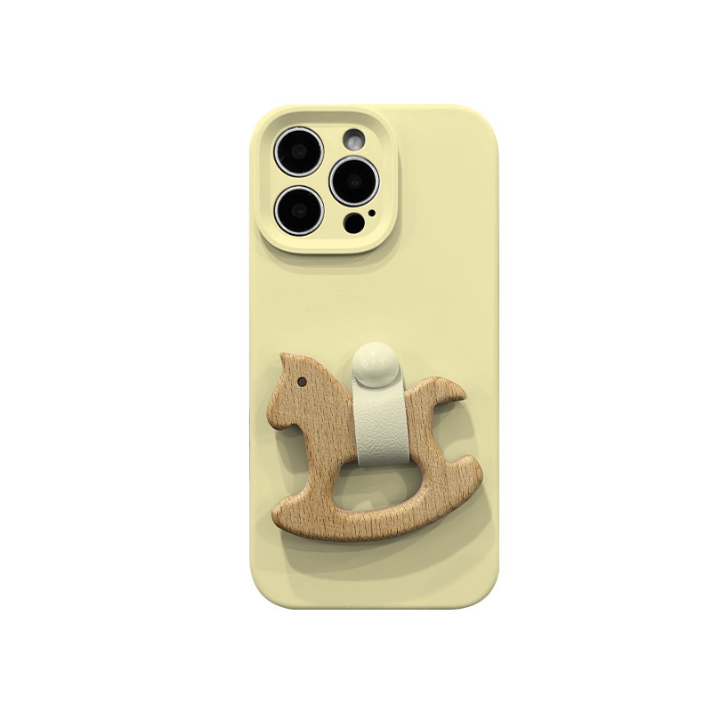 シンプルな無地の液体シリコン木馬型フィンガーリング付きiPhone17ProMax、Apple14、15、16対応スマホケース（女性向け）|undefined