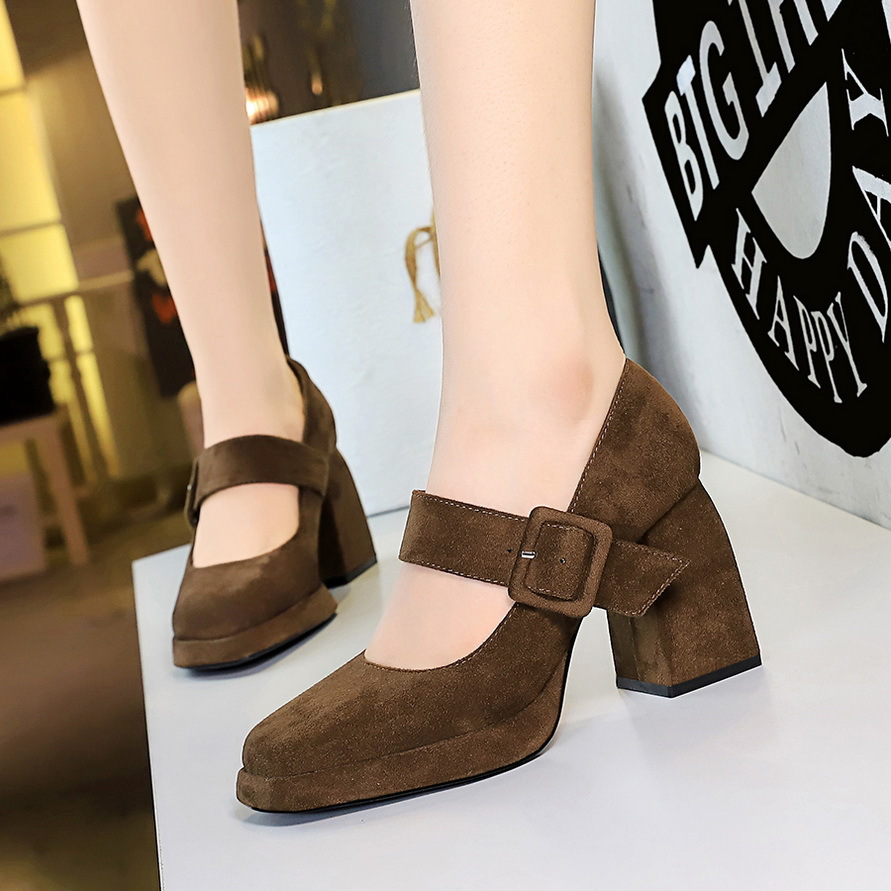 Women's Chunky Heel Platform Mary Jane Pumps With Buckle Strap_voghion.com