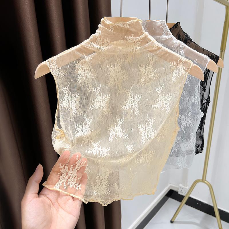 Mesh fake collar children's Joker fake collar sweater transparent tulle black sleeveless lace backing too low artifact manufacturers
