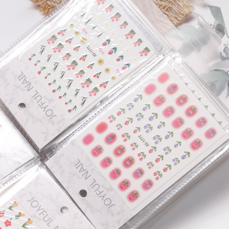 Nuevo álbum japonés de manicuras manicuras 80 folleto de almacenamiento de calcomanías transparentes simple pegatinas esmeriladas almacenamiento de gran capacidad