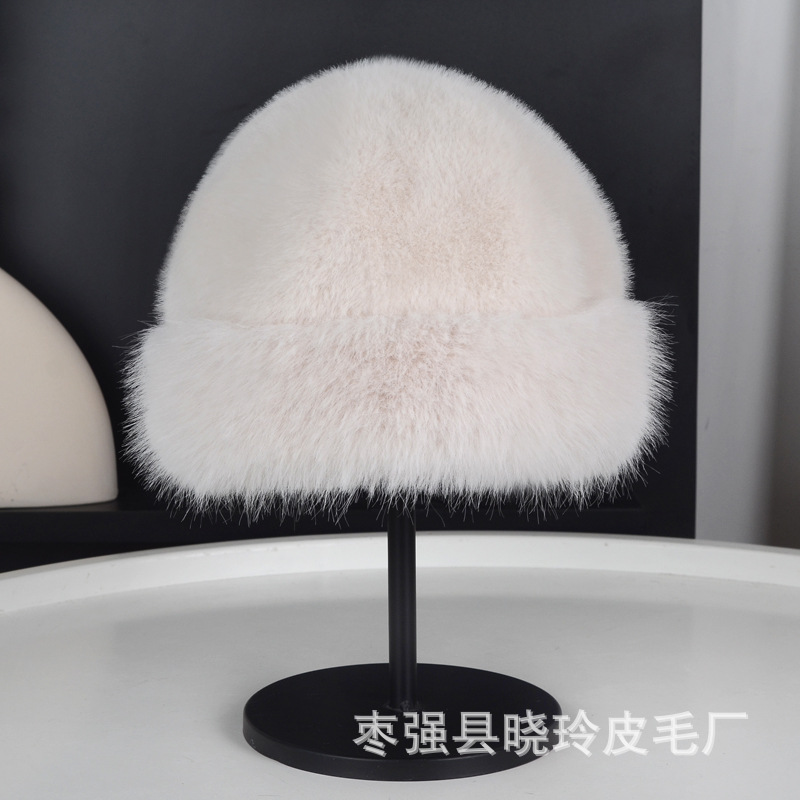 Sombrero de piel de zorro de imitación Sombrero de visón de piel de imitación Sombrero mongol engrosado estilo étnico Sombrero de piel de mujer