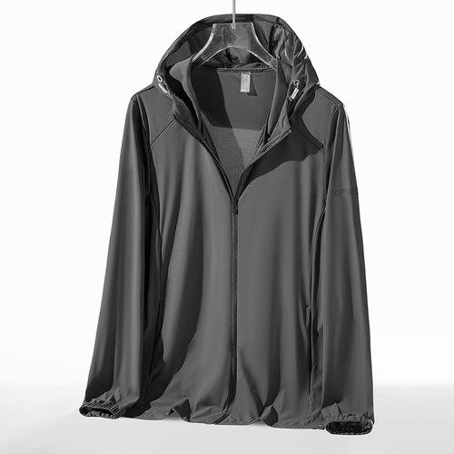 Lightweight, thin, hooded, breathable ice-silk sun protection clothing—unisex design for outdoor sports and casual wear