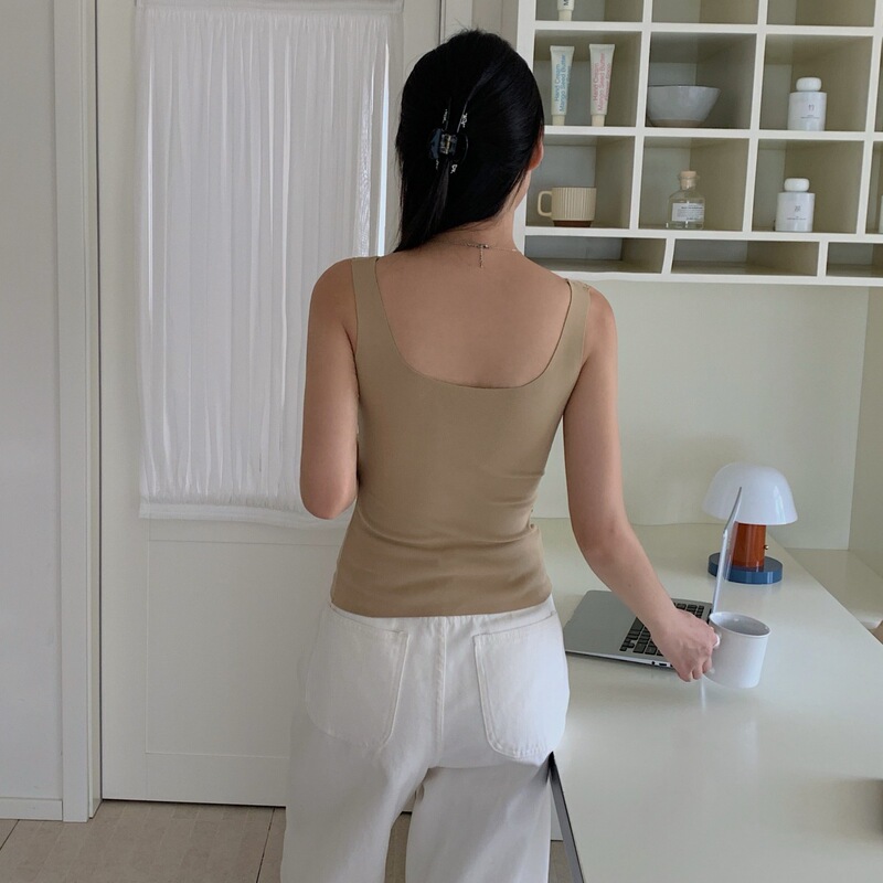 原版秋冬新款内搭V领羊绒蕾丝保暖背心带胸垫文胸女打底式内衣女|undefined