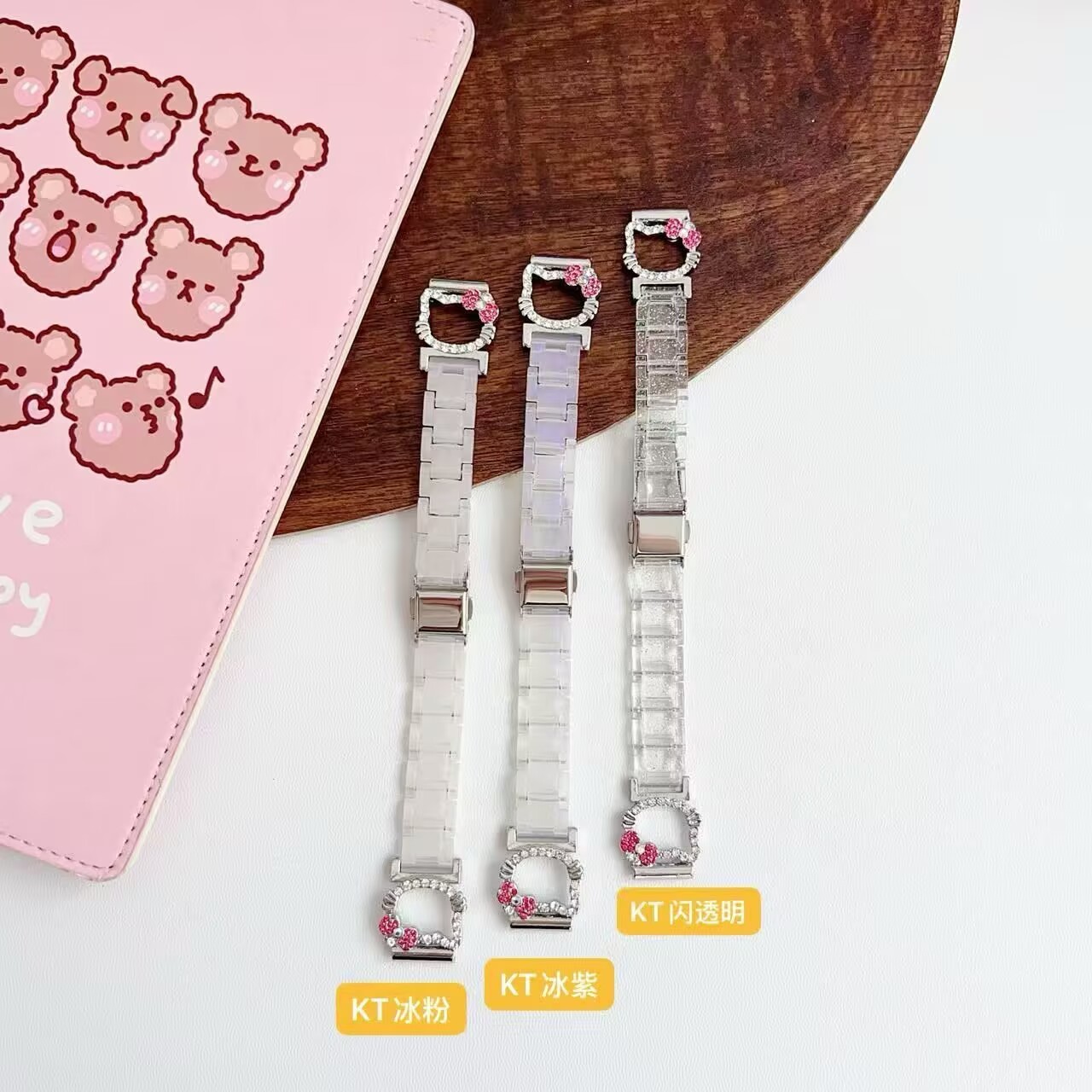 Cute Cartoon Kt Cat Mobile Phone Lanyard Ccd Camera Wrist Chain Handmade Beaded Chain Key Lanyard Girl Style