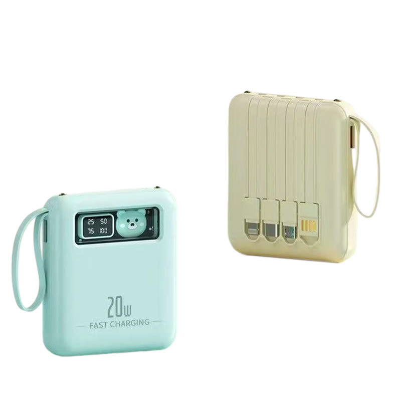 Caricatura encantadora mini portátil al aire libre tesoro de carga digital inteligente color sólido con cuatro líneas de gran capacidad en stock