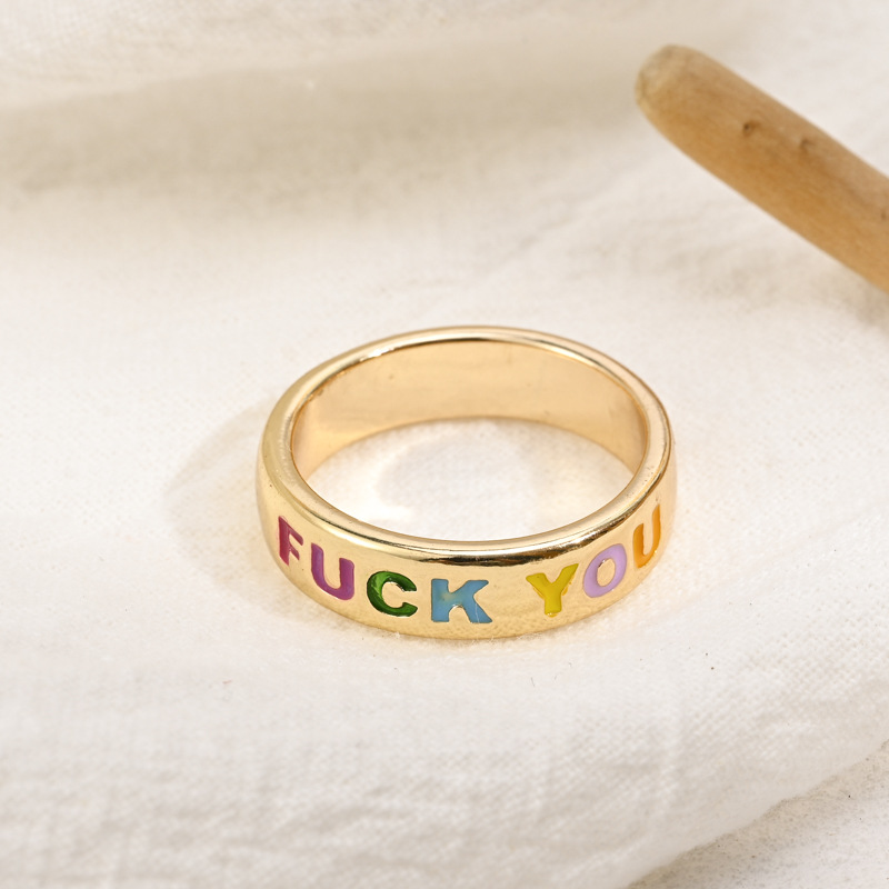 Simple Style Letter Copper Rings Plating Copper Rings