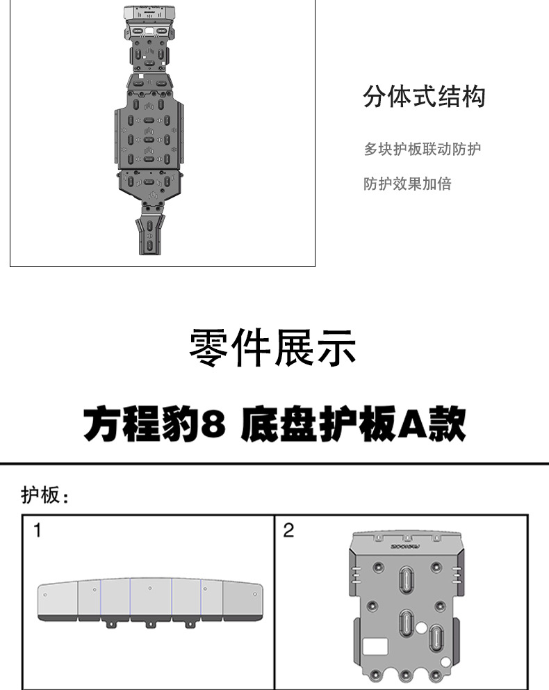 Suitable for Fangcheng Leopard 8 Full Vehicle Chassis Guard Plate Battery Water Tank Engine Lower Guard Plate Fuel Tank Chassis Armor Accessories