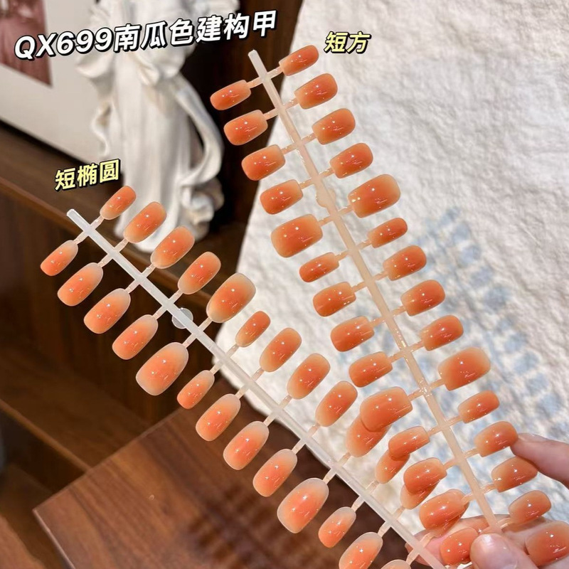 Warm-toned pumpkin-colored nail tips, 36 pieces, multi-shape, ready-to-wear, semi-finished nail blanks, moisturizing and translucent, short style, for nail art Warm-toned pumpkin-colored nail tips, 36 pieces, multi-shape, ready-to-wear, semi-finished nail blanks, moisturizing and translucent, short style, for nail art