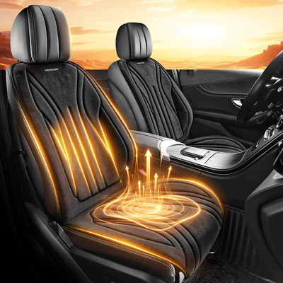 New winter short-pile heated car seat cushion, 12V/24V universal cigarette lighter USB quick-heating car seat pad