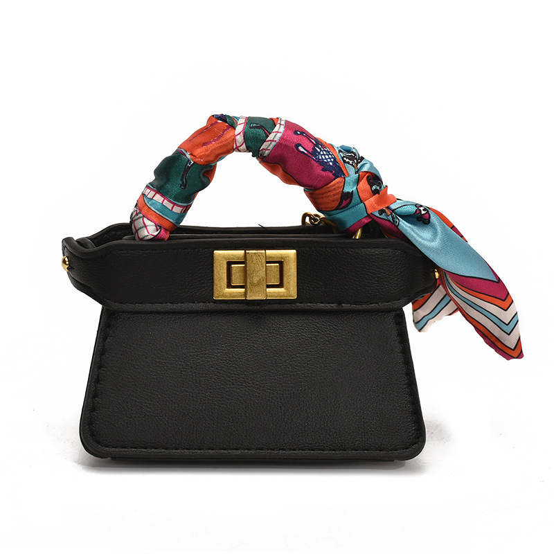 Cadena de moda bolso para niños estilo occidental mini cinturón bufanda de seda bolso de niña con cerradura de doble cara bolso de accesorios para niños y niñas