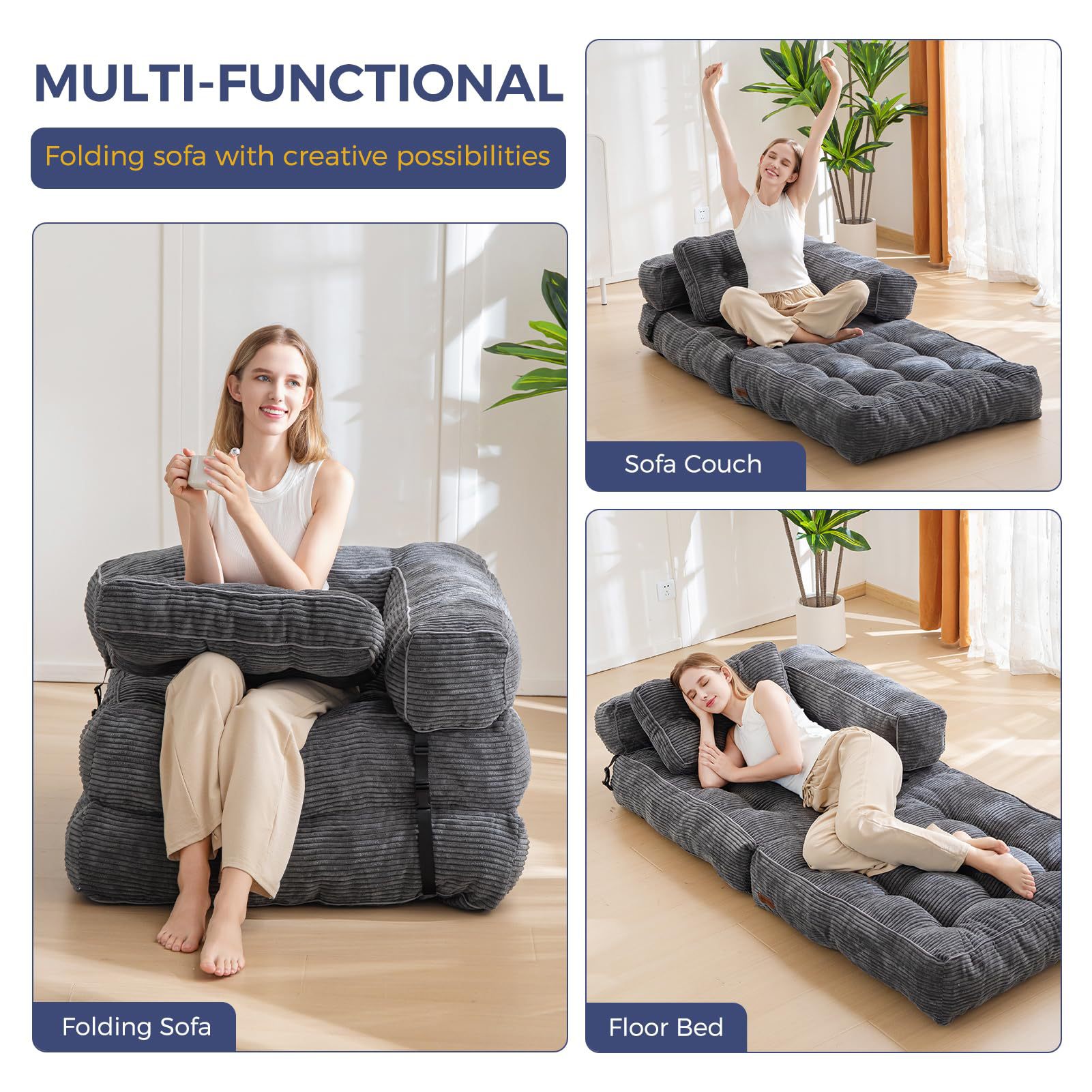 Amazon vacío compresión sofá 2 en 1 sofá cama plegable sala de estar tatami sofá perezoso