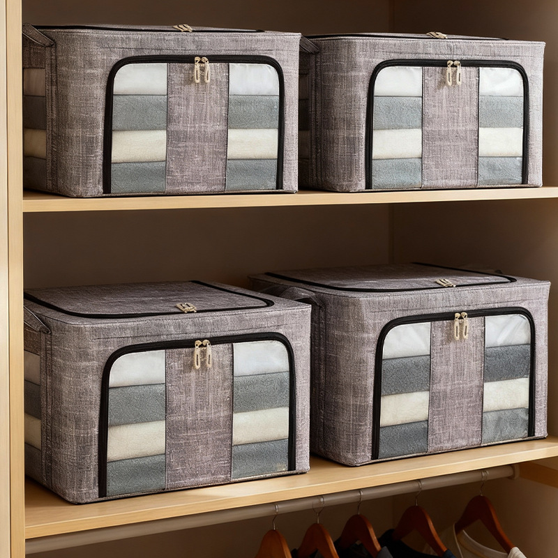 Non-Woven Transparent Storage Box Foldable Moving Clothing Fabric Storage Box Children's Toy Organizer Clothes Storage Box