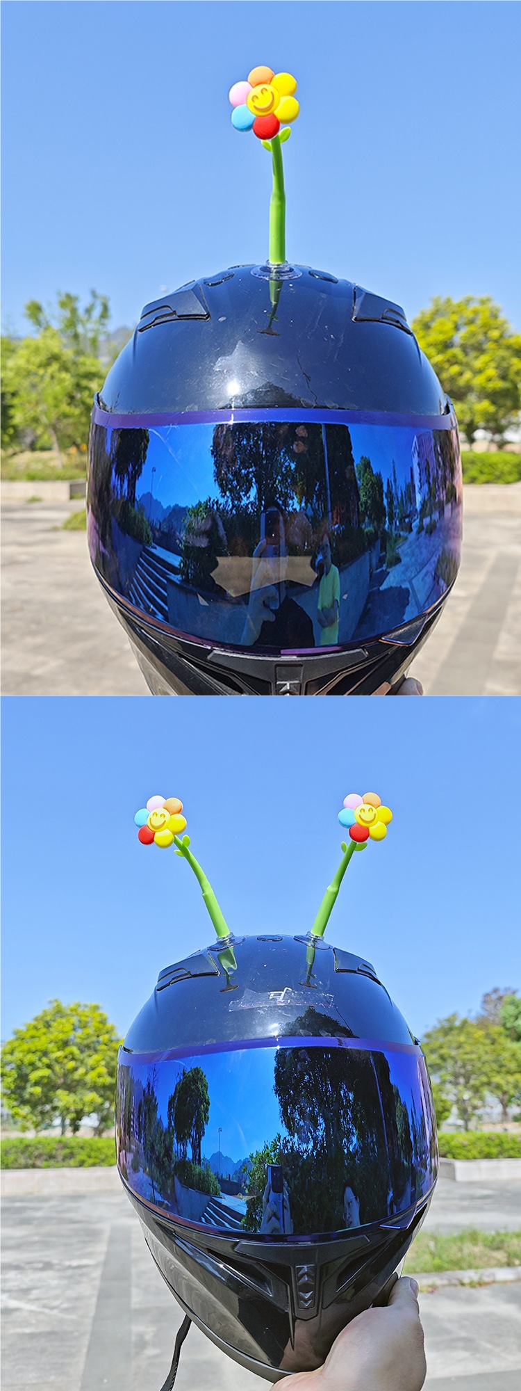 Helmet Suction Cup Swinging Sunflower Decoration Electric Vehicle Motorcycle Helmet Universal Funny Tiktok Glass Radish