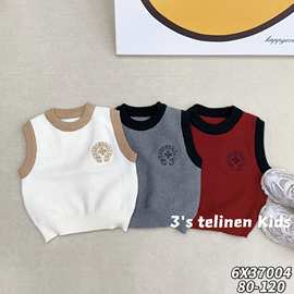 工厂批发儿童毛衣马甲菱格 童装针织背心 直播货源韩版童装小背心