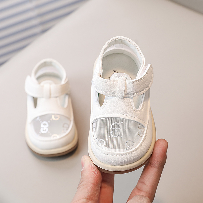 Baby walking summer toe bag breathable mesh small white baby sandals, boys and girls, children's shoes, ages 0-2_voghion.com