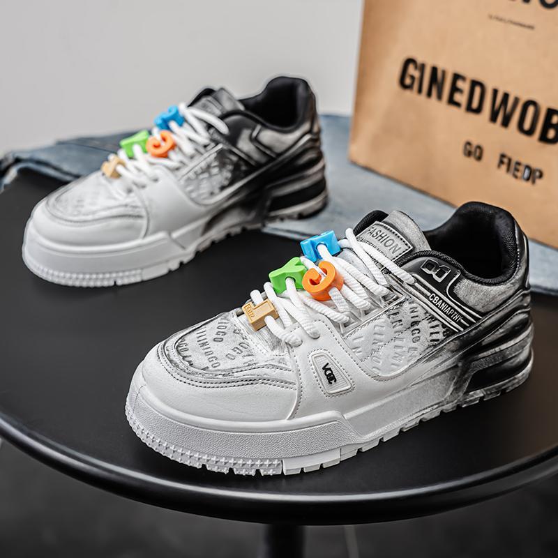 Zapatillas de hombre de moda 2025, zapatillas de deporte casuales de moda de nicho rosa, zapatos de todo fósforo para estudiantes coreanos