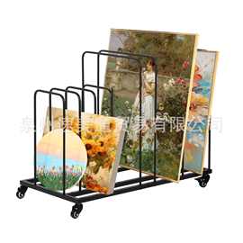 跨境轮式移动框架图片板的大型垂直相框纸箱展示架艺术画布储物架