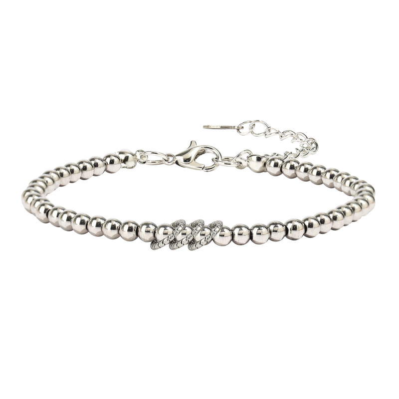 Stainless Steel Chain Bracelet Mother's Birthday Gift Bracelet Steel Color 4mm Steel Ball Stainless Steel Ring Birthday Bracelet