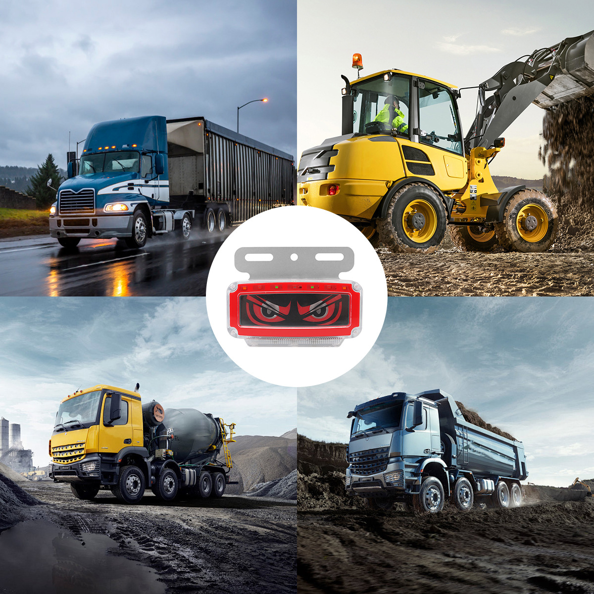 Cross-Border Truck Side Lights 24V Truck Devil Eye Side Lights Warning Lights Driving Lights Side Marker Lights Signal Lights