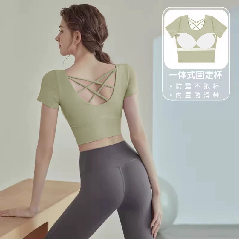 Йога-майка для спорта без бренда — Crop с Bust removable cups, дышащий тренировочный комплект