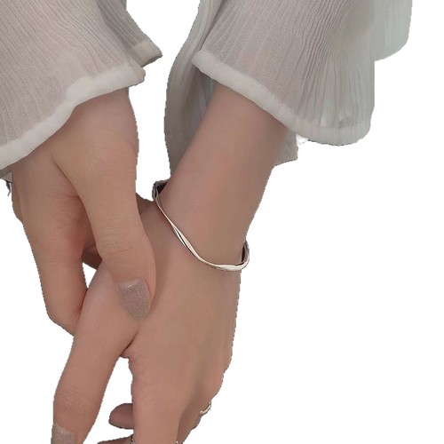Möbius Wave Pattern Silver Bangle Bracelet for Women Solid Silver Real Silver Bangle with Twisted Pattern Gift for Women