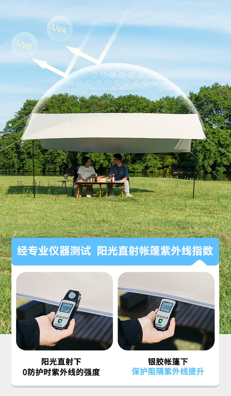 Camping Outdoor Black Glue Tent Sun Protection UV Protection Camping Supplies Silver Coated Curtain Portable Sunshade Tent