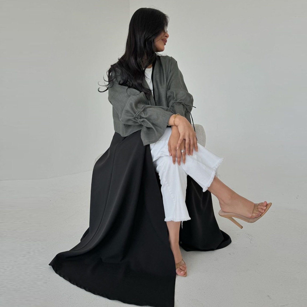 MQ151modest Middle Eastern Muslim Patchwork Fashion Cuff Drawstring Abaya Dubai Turkey Robe_ecoleips.com