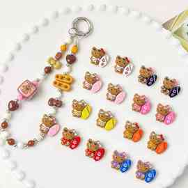 可爱合金黑皮冲浪凯迪猫串珠手工diy手机链钥匙扣材料饰品配件