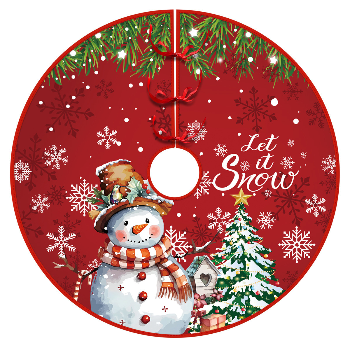 Christmas Tree Skirt Snowman Christmas Holiday Party Decoration Tree Skirt Elk Christmas Tree Decoration Ornaments Tree Skirt
