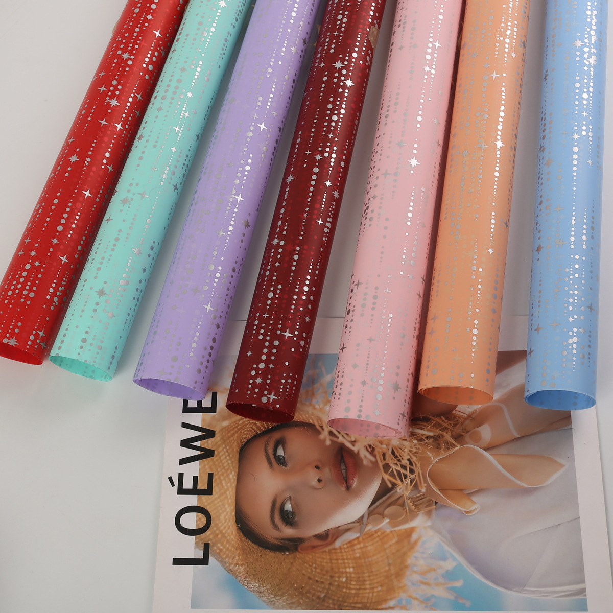 新款雾面纸 流星包装纸 七夕礼品鲜花包装朦胧防水玻璃花艺包花纸