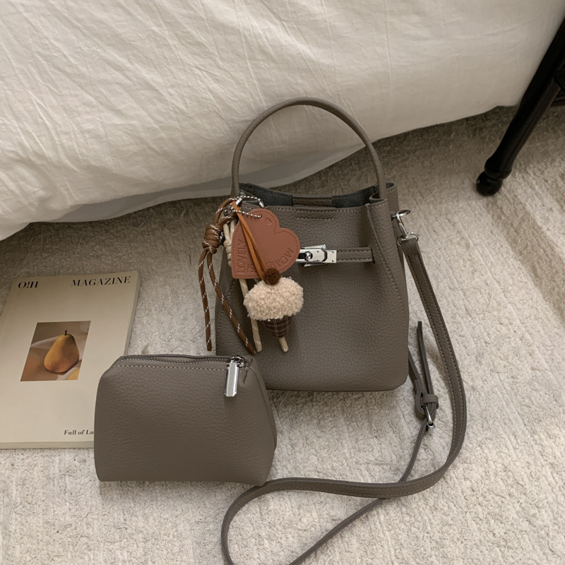 Luxury Lychee Grain Handbag For Women 2026 New Soft Leather Bucket Bag Versatile Commuter Crossbody Bag - Thumbnail 7