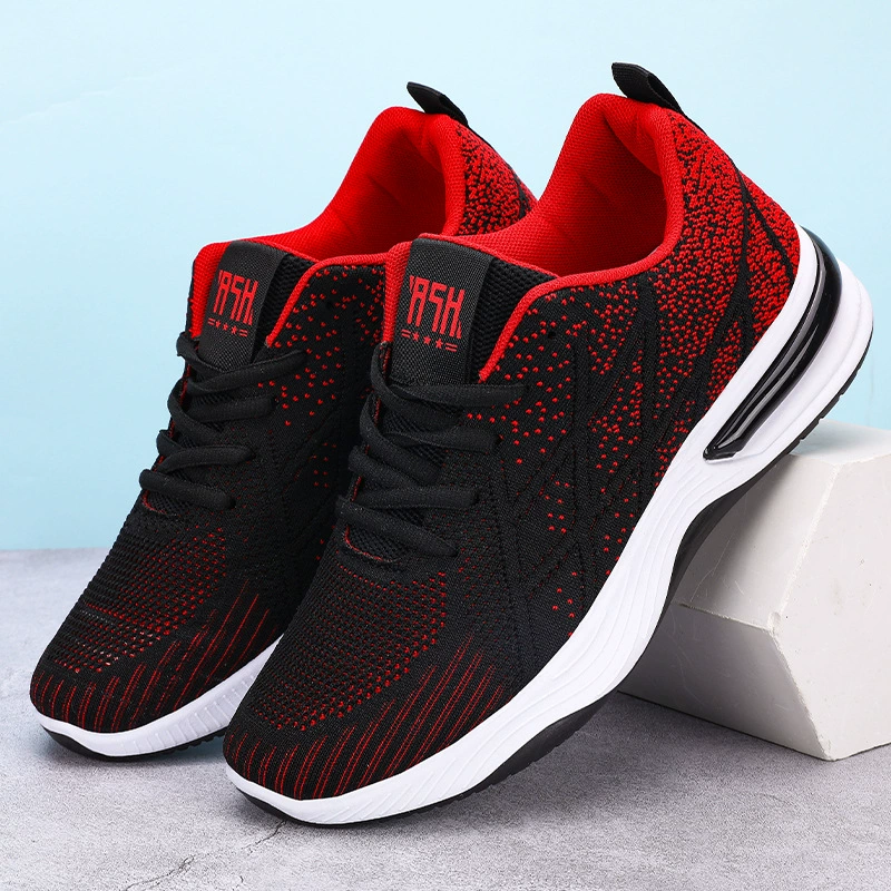 Мужская спортивная обувь Весна и осень новые кроссовки Летающие тканые повседневные туфли из настоящего кружева на воздушной подушке Мужская обувь с мягкой подошвой оптом