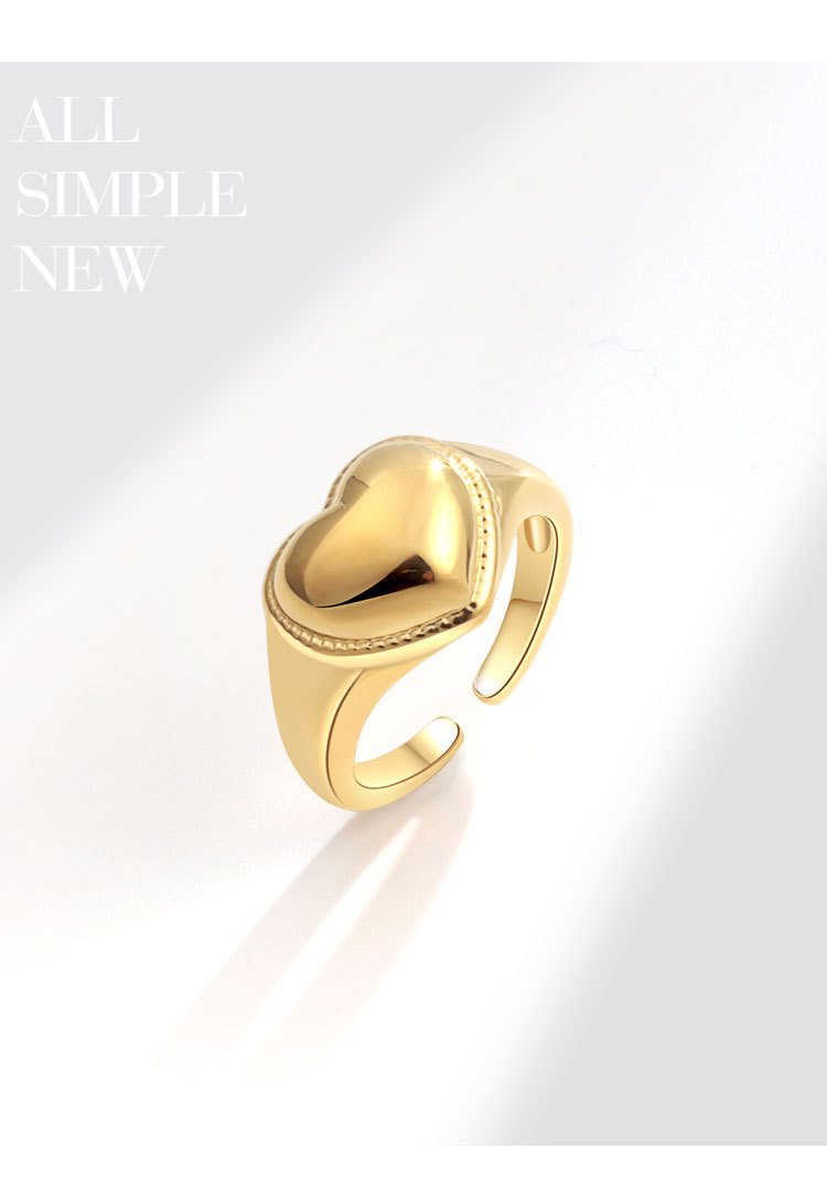 7g Weight Wholesale Sweet Simple Style Heart Shape Copper Plating Open Rings