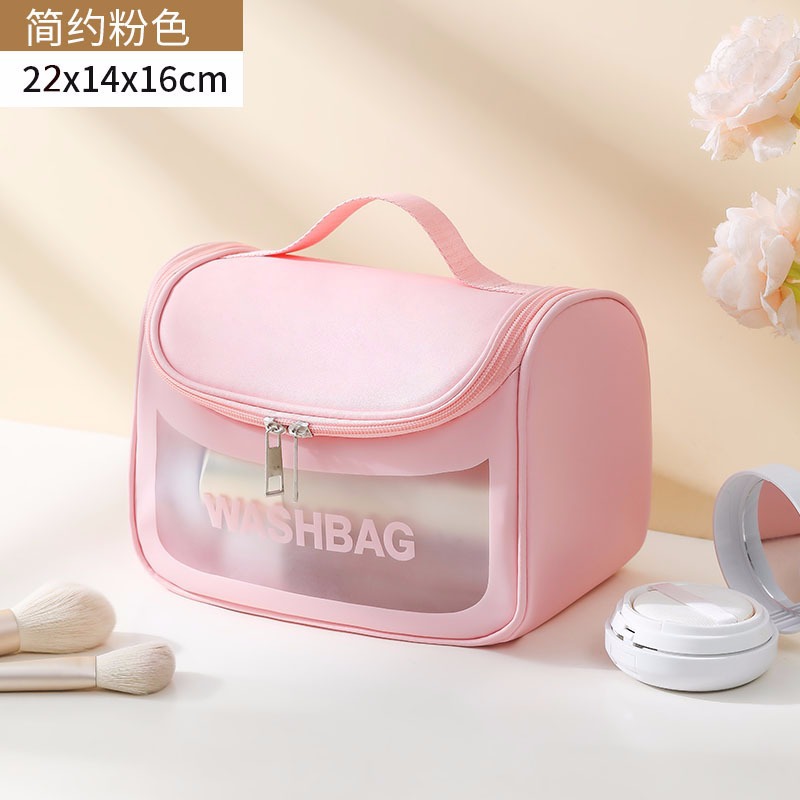 Bolsa de cosméticos transparente transfronteriza bolsa de almacenamiento impermeable de alta capacidad bolsa de lavado de maquillaje portátil PU