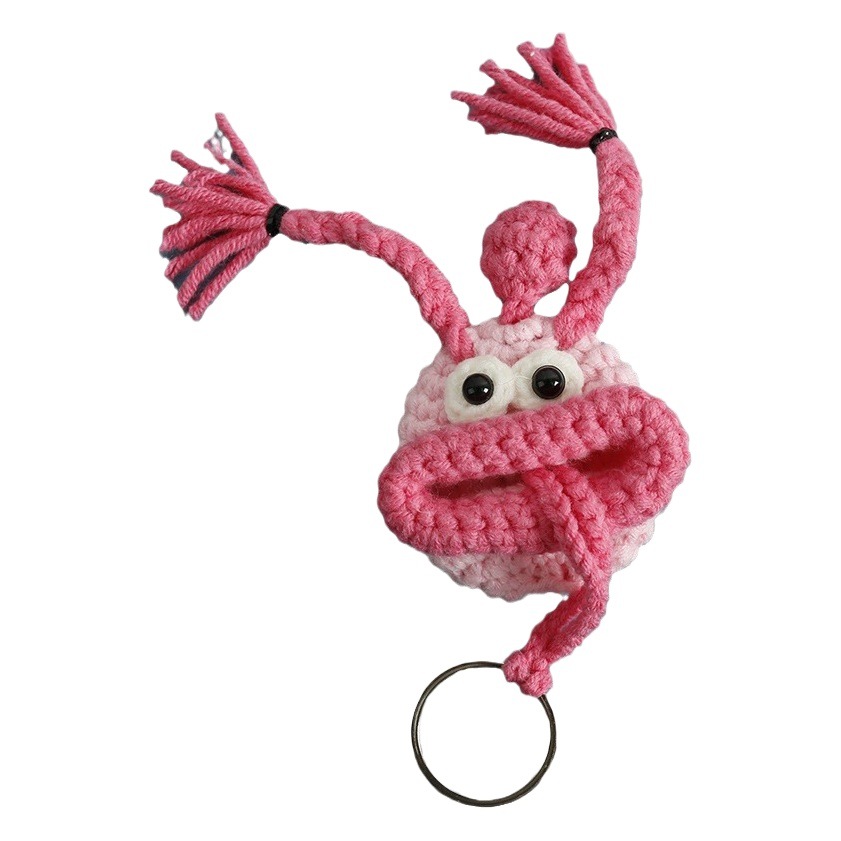 Cartoon cute hand-woven sausage mouth key case wool crocheted tram key case creative door key case