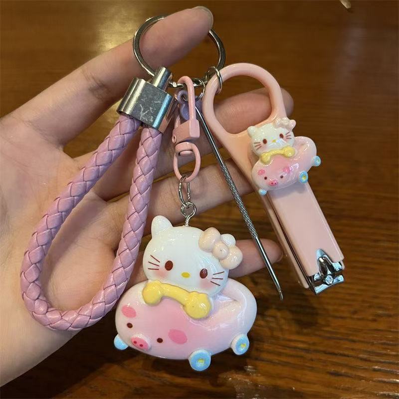 Cartoon Piggy Bumper Car Pendant Keychain Cute Phone Strap Decoration Fresh and Sweet