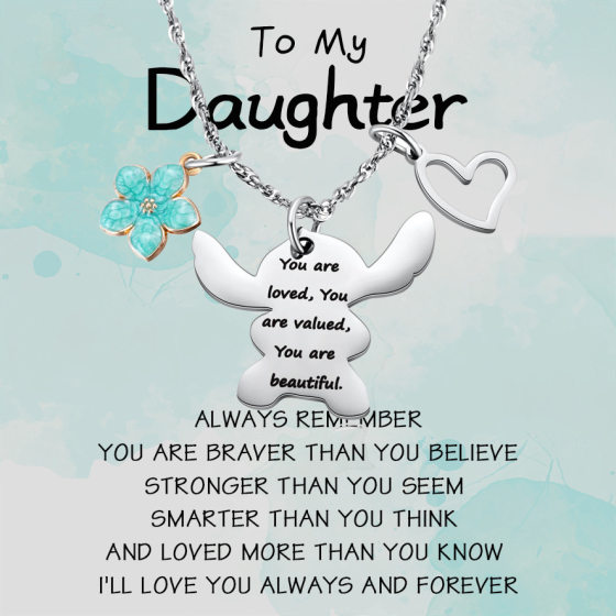 Stitch necklace stainless steel 30mm round pendant laser marking daughter stitch pendant necklace
