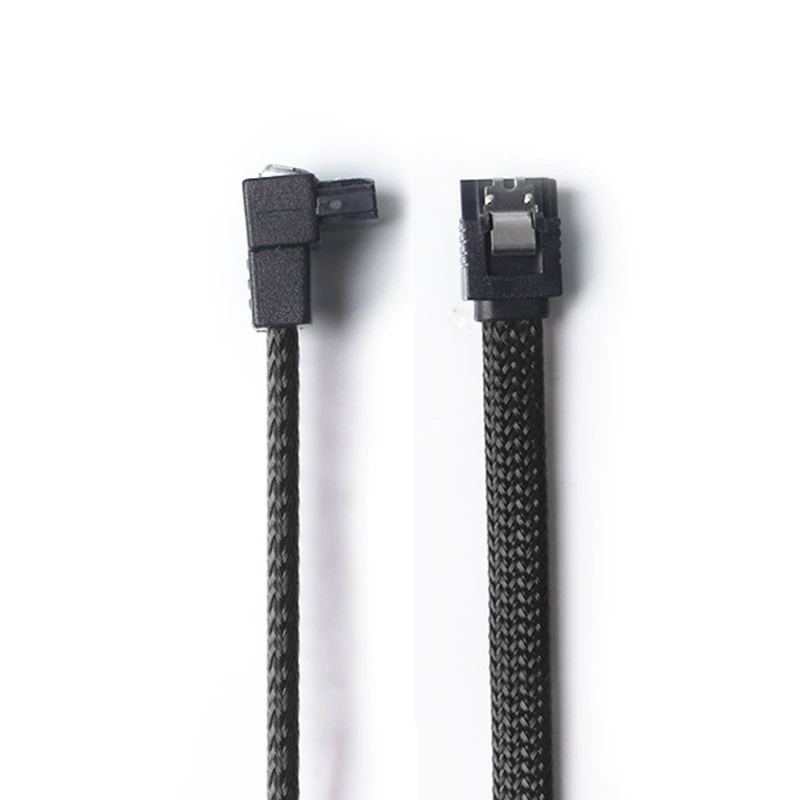 SATA III кабель LELEFOR, прямой 7‑pin + уголок, 6 Гбит/с, нейлоновый braided, длина 0.3/0.5/1 м