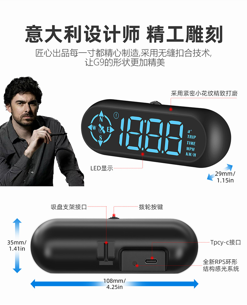 Colorful Hud Head-Up Display Beidou Satellite Electronic Dog Universal Car Navigation Locator Speedometer