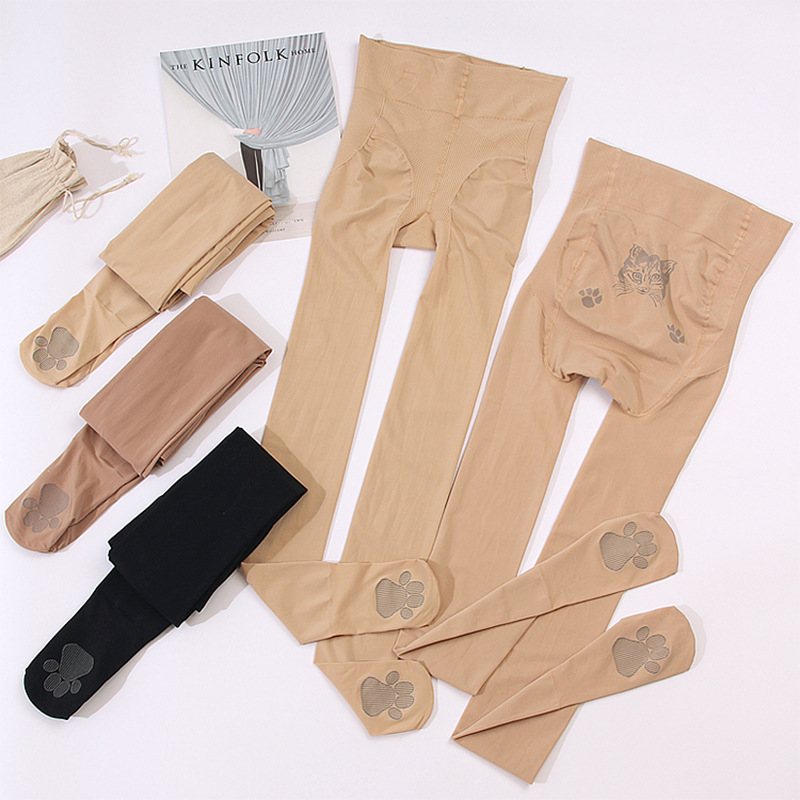Leggings for Spring and Autumn, Medium-Thick Nude-Colored Pantyhose, Cat Paw High-Waisted Tummy Control, Bare-Leg Effect, Plus-Size Wholesale from Manufacturer