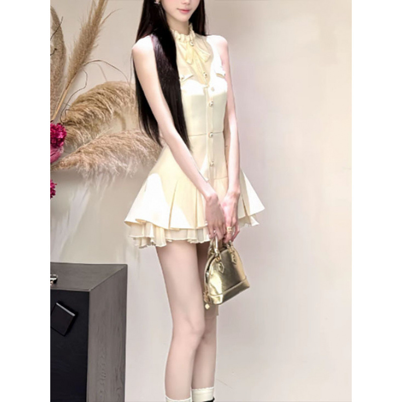 Girl's Nana Qianjin Style Summer High-End Slim-Fit Sleeveless Blazer Dress