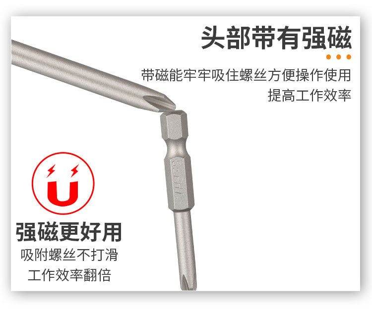 S2 steel hardened 1/4 magnetic single-head cross-head pneumatic screwdriver bit, pneumatic electric drill bit, screwdriver bit, screwdriver bit undefined