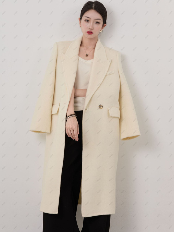 时尚高端显瘦显高西装百搭羊绒双面呢女大衣外套双面呢子气质款|undefined