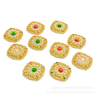 Chinese Style Hollow Alloy Ancient Method Gold Ruyi Xiangyun Pendant DIY Handmade Jewelry Accessories Necklace Hanging Ornaments