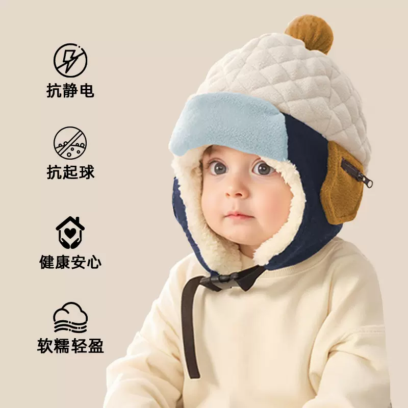 批发秋冬季宝宝加厚保暖帽子羊羔毛4-12岁韩系防风包头护耳雷锋帽